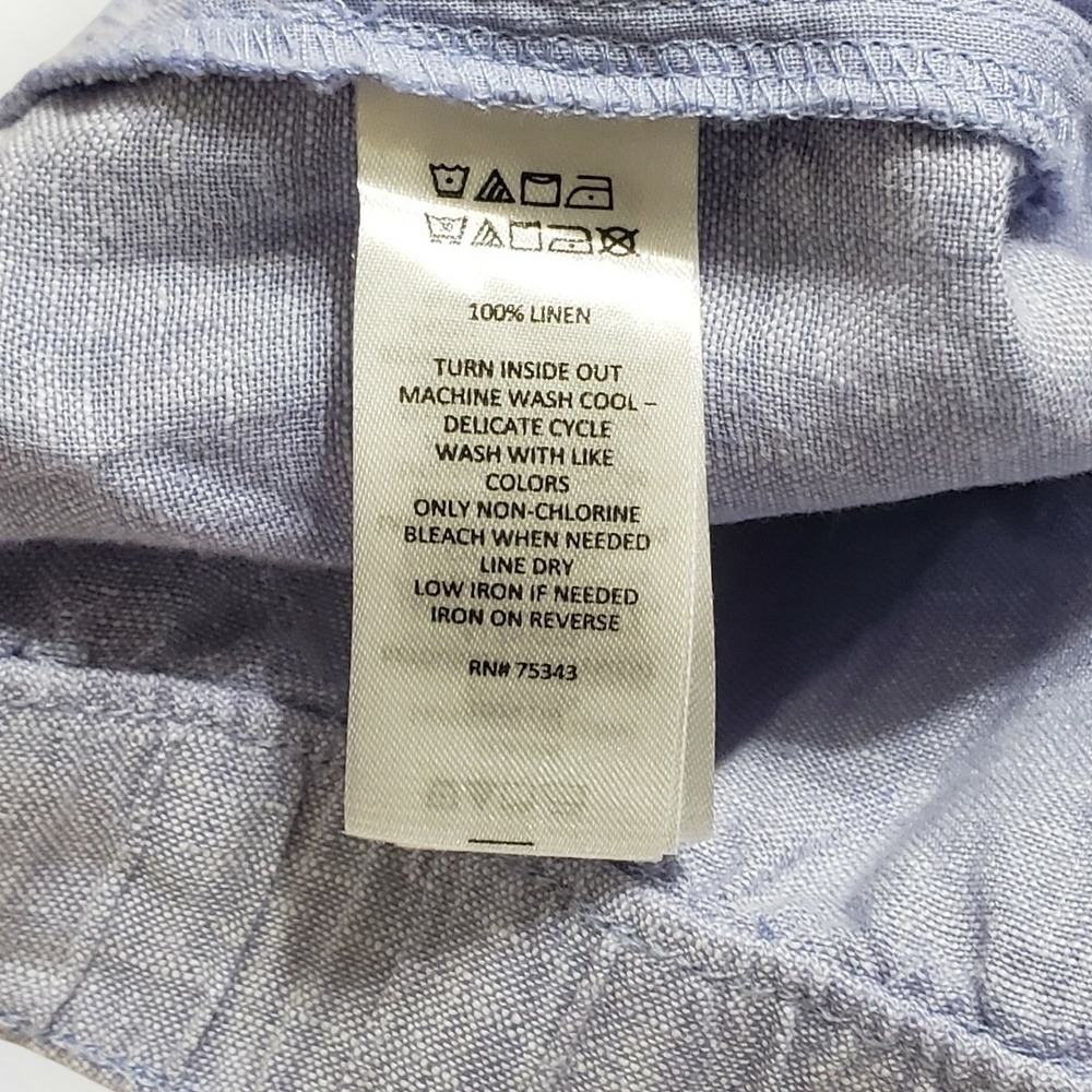 Tahari 100% Linen Shorts Womens 2X Chambray Blue Drawstring Waist Plus Size - Picture 5 of 10